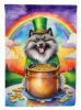 Keeshond St Patrick's Day Garden Flag Mailbox Flag Decorative Yard Flag Banner Outside Patio Artwork Yard Flower Beds, Garden Size, Multicolor
