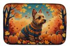 Australian Terrier Terrier Fall Dish Drying Mat Absorbent Dish Drying Mat Pad for Kitchen Counter Dish Drainer Mat for Countertop, 14 x 21"