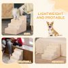 4-Step Dog Ramp for Sofa, Bed, and Couch, with Removable Cover, Beige
