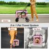 3-in-1 Folding Travel Pet Carrier Dog Cat Stroller with Water Cup Holder, Pink
