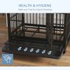 Heavy Duty Dog Cage 36 Metal Kennel with Lockable Wheels Double Door Removable Tray Gray