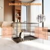 Dog Crate, 48 Inch Large Dog Cage with Divider and Plastic Leak-Proof Pan Tray, Double Door Folding Metal Wire Cage for Indoor, Outdoor, and Travel
