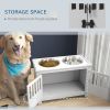 Dog Food Storage Cabinet with Bowls & Dog Feeding Station, White