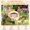 6.9'x6.9'x5' Outdoor Dog Kennel with Canopy, Coffee Garden Playpen Fence Crate Enclosure Cage, Rotating Bowl Secure Pet Play