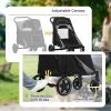 Pet Stroller Dog Cat Carriage One Click Fold with Universal Front Wheels Shock Absorber Brakes Storage Bags Mesh Window