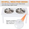 Elevated Pet Bowl 23 Durable Wooden Feeding Station Heavy Duty, White, for Dogs, Cats