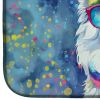 American Eskimo Hippie Dawg Dish Drying Mat Absorbent Dish Drying Mat Pad for Kitchen Counter Dish Drainer Mat for Countertop, 14 x 21", Multicolor