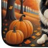 Border Collie Fall Dish Drying Mat Absorbent Dish Drying Mat Pad for Kitchen Counter Dish Drainer Mat for Countertop, 14 x 21", Multicolor