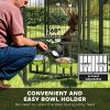 Welded Wire Outdoor Dog Kennel with 360Â° Rotating & 4 Levels Adjustable Bowls, Waterproof Cover, 3.9' x 3.9' x 4