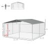 Outdoor Dog Kennel Galvanized Steel Fence with Cover Secure Lock Mesh Sidewalls for Backyard 15' x 15' x 7.5'