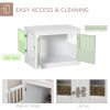 Wooden Dog Crate End Table, White, Triple Doors, Steel Tubes, for Small Dogs