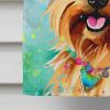 Yorkshire Terrier Hippie Dawg House Flag Large Porch Sleeve Pole Decorative Outside Yard Banner Artwork Wall Hanging, Polyester, House Size