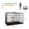 Dog Crate, 48 Inch Large Dog Cage with Divider and Plastic Leak-Proof Pan Tray, Double Door Folding Metal Wire Cage for Indoor, Outdoor, and Travel