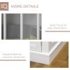 Wooden Dog Crate End Table, White, Triple Doors, Steel Tubes, for Small Dogs