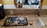 Bearded Collie Spooky Halloween Dish Drying Mat Absorbent Dish Drying Mat Pad for Kitchen Counter Dish Drainer Mat for Countertop, 14 x 21"