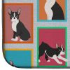 Lots of Boston Terrier Dish Drying Mat Absorbent Dish Drying Mat Pad for Kitchen Counter Dish Drainer Mat for Countertop, 14 x 21", Multicolor