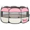 Dog Playpen Pink and cream Polyester 49.2 in x 49.2 in x 24.0 in