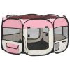 Dog Playpen Pink and cream Polyester 49.2 in x 49.2 in x 24.0 in