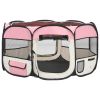 Dog Playpen Pink and cream Polyester 49.2 in x 49.2 in x 24.0 in