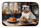 English Bulldog Fall Kitchen Pumpkins Dish Drying Mat Absorbent Dish Drying Mat Pad for Kitchen Counter Dish Drainer Mat for Countertop, 14 x 21", Mul