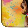 Chocolate Labrador Hippie Dawg Dish Drying Mat Absorbent Dish Drying Mat Pad for Kitchen Counter Dish Drainer Mat for Countertop, 14 x 21", Multicolor