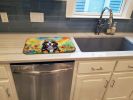 Bernese Mountain Dog Hippie Dawg Dish Drying Mat Absorbent Dish Drying Mat Pad for Kitchen Counter Dish Drainer Mat for Countertop, 14 x 21", Multicol